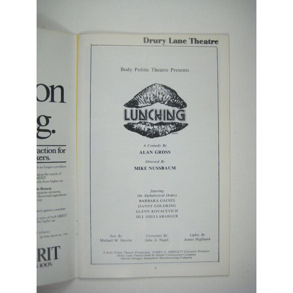 Lunching Stagebill 1978 Drury Lane Theatre Alan Gross Mike Nussbaum Gaines - Picture 3 of 6